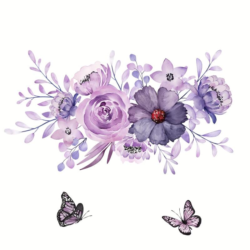 Purple Butterfly Wall Sticker Toilet Bathroom Decor Self adhesive Removable
