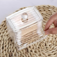 Acrylic Q-tip Jar Cotton Ball Dispenser with Lid