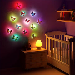 4pcs Multicolor LED 3D Butterfly Night Light Sticker for Garden Lawn Party