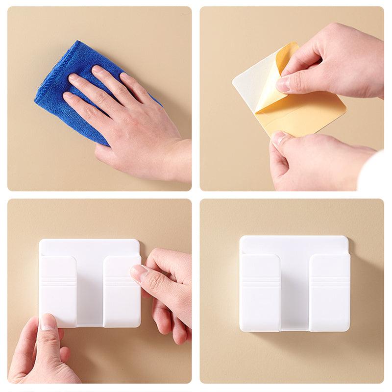 Wall Phone Holder Charging Stand Remote Control Storage Box Bracket Organizer
