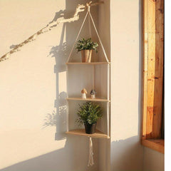 Boho Macrame Triangle Shelf Wall Decor