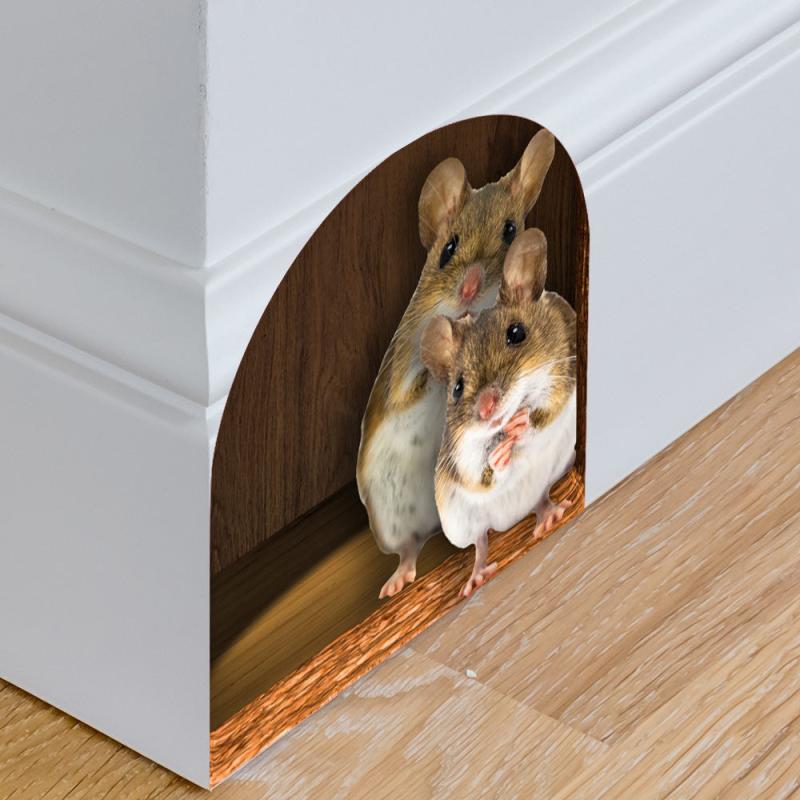 Personality Crural Line Sticker Two Mice Lovely Bedroom Wall Adornment
