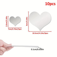 10pcs Heart Shape Mirror Wall Sticker Set for Living Room and Bedroom