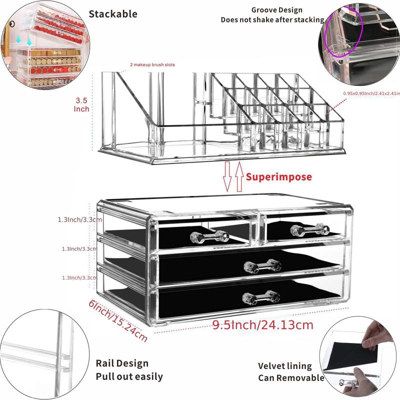 Clear Acrylic Desktop Cosmetic Storage Box with Drawer