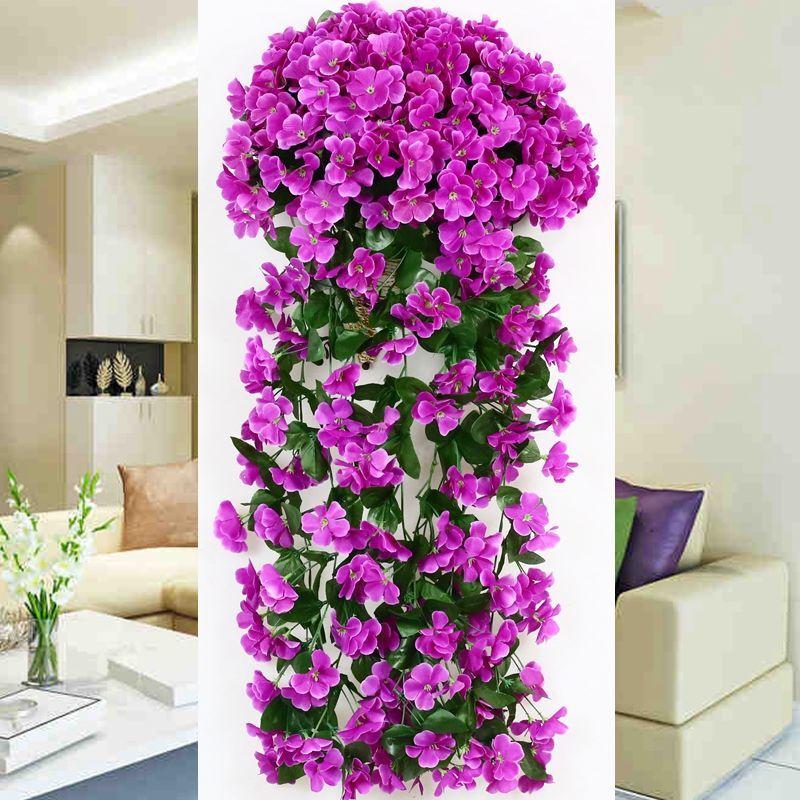 Artificial Violet Vines Plastic Flowers Wall Hanging Wisteria Garland Decor