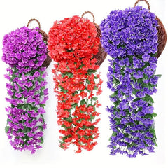 Artificial Violet Vines Plastic Flowers Wall Hanging Wisteria Garland Decor