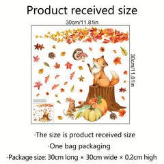 Autumn Scene Toilet Sticker - Maple Leaf Pumpkin Squirrel Wall Decoration