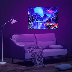 Moon Forest Mushroom UV Light Tapestry Peach Skin Fluorescent Hanging