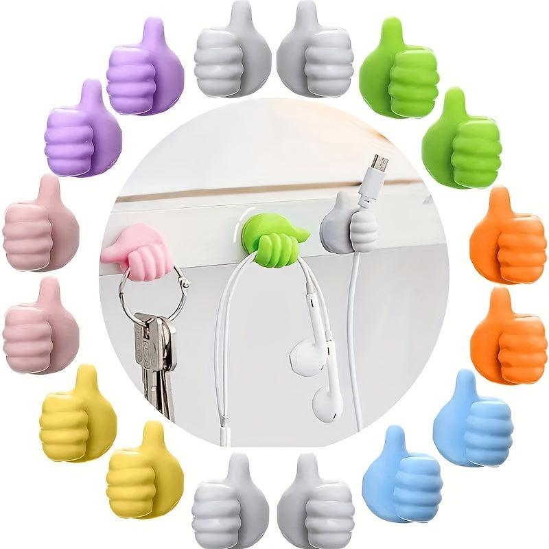 20pcs Multifunctional Thumb Wall Hooks - Adhesive Clip for Cables and Earphones