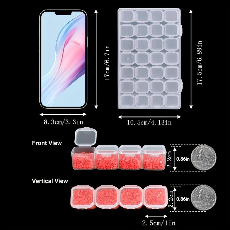 DIY Jewelry Organizer 28 Grids Plastic Storage Container for Rings Earrings