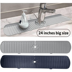 Gray Silicone Faucet Sink Splash Guard Mat for Bathroom Counter