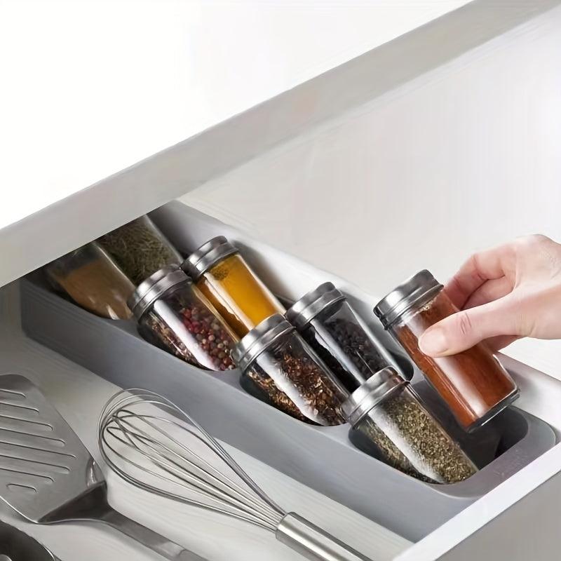 Spice Rack Organizer For Cabinet Drawer 8 Grids Spice Bottle Holder Tray