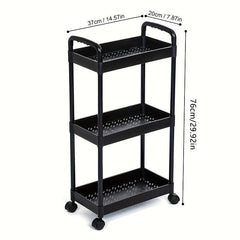 Slim Storage Cart with Wheels, Organizer for Cabinets, Bathroom, Bedroom