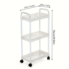 Slim Storage Cart with Wheels, Organizer for Cabinets, Bathroom, Bedroom