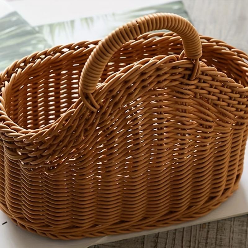 Rattan Wall Hanging Basket for Sundries, Bathroom Toiletries Storage
