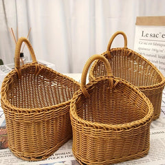 Rattan Wall Hanging Basket for Sundries, Bathroom Toiletries Storage