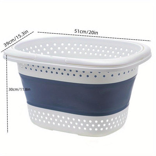 1pc Folding Plastic Laundry Basket Dirty Clothes Storage Basket Large Capacity