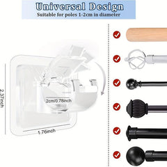 8pcs Self Adhesive Curtain Rod Brackets - No Drill Curtain Rod Holder Hooks