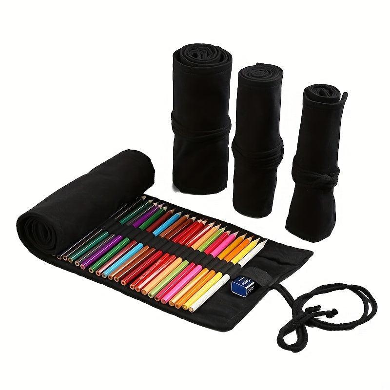 Pencil Case Roller 12 24 36 48 Holes Canvas Rolled Pouch