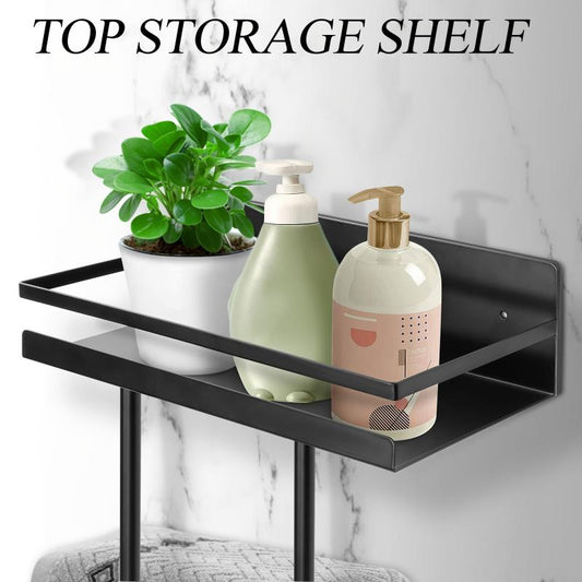 Metal Wall Mounted Bath Towel Rack with Top Shelf