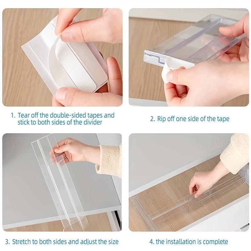 6pcs Drawer Divider Organizer Transparent Plastic - Office Drawer Accessories