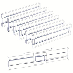 6pcs Drawer Divider Organizer Transparent Plastic - Office Drawer Accessories