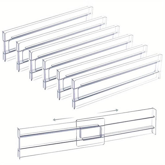 6pcs Drawer Divider Organizer Transparent Plastic - Office Drawer Accessories