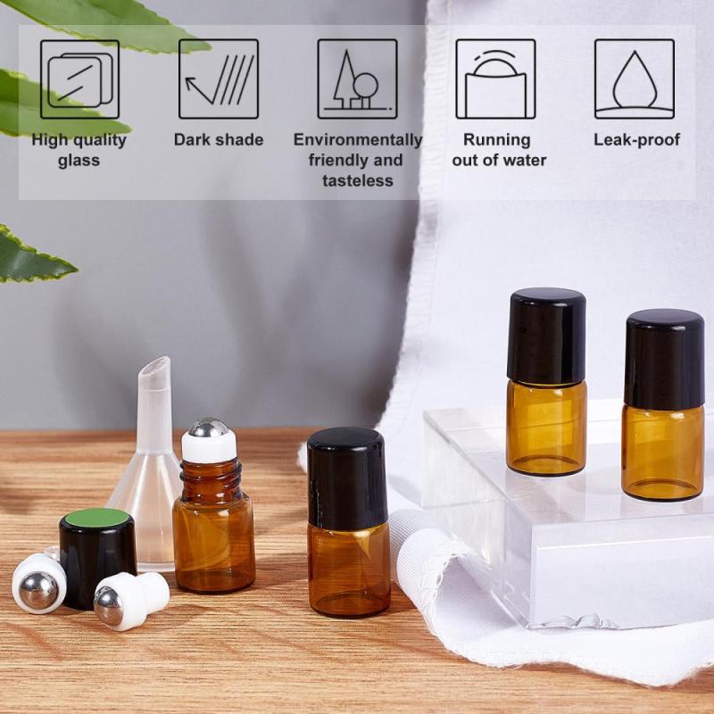 30 Pack 2ml Amber Glass Roller Bottle Mini Essential Roll On Bottle