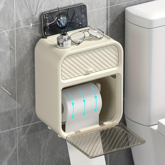 Wall Mounted Tissue Holder, Waterproof Toilet Storage C