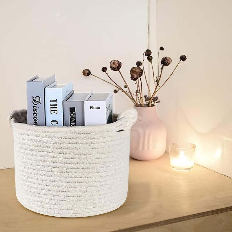 Boho Tassel Macrame Round Woven Storage Basket