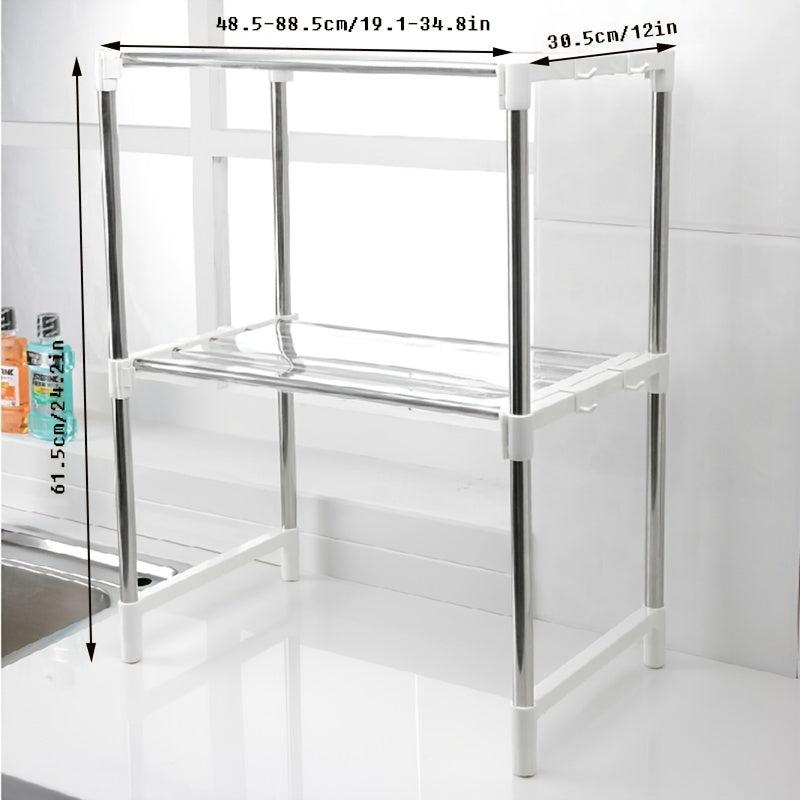 Adjustable Stainless Steel Shelf for Microwave Oven - Maximize Storage Space