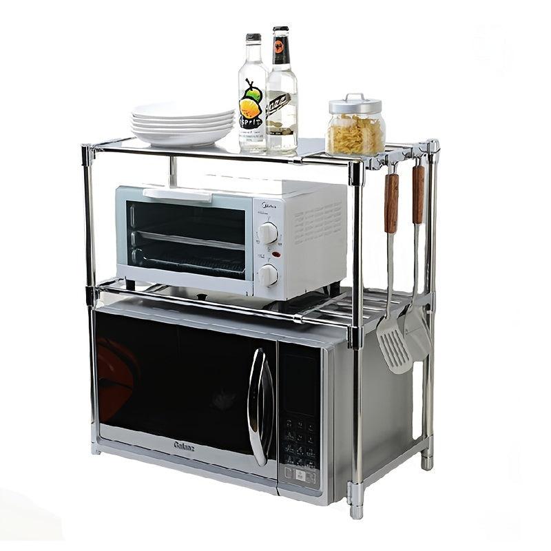 Adjustable Stainless Steel Shelf for Microwave Oven - Maximize Storage Space