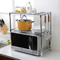 Adjustable Stainless Steel Shelf for Microwave Oven - Maximize Storage Space