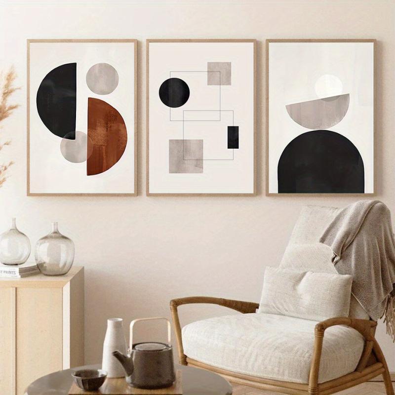 3pcs Abstract Geometric Figures Canvas Painting