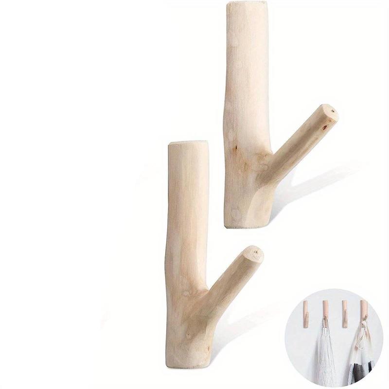 Wooden Wall Hook Coat Key Holder Self Adhesive Installation