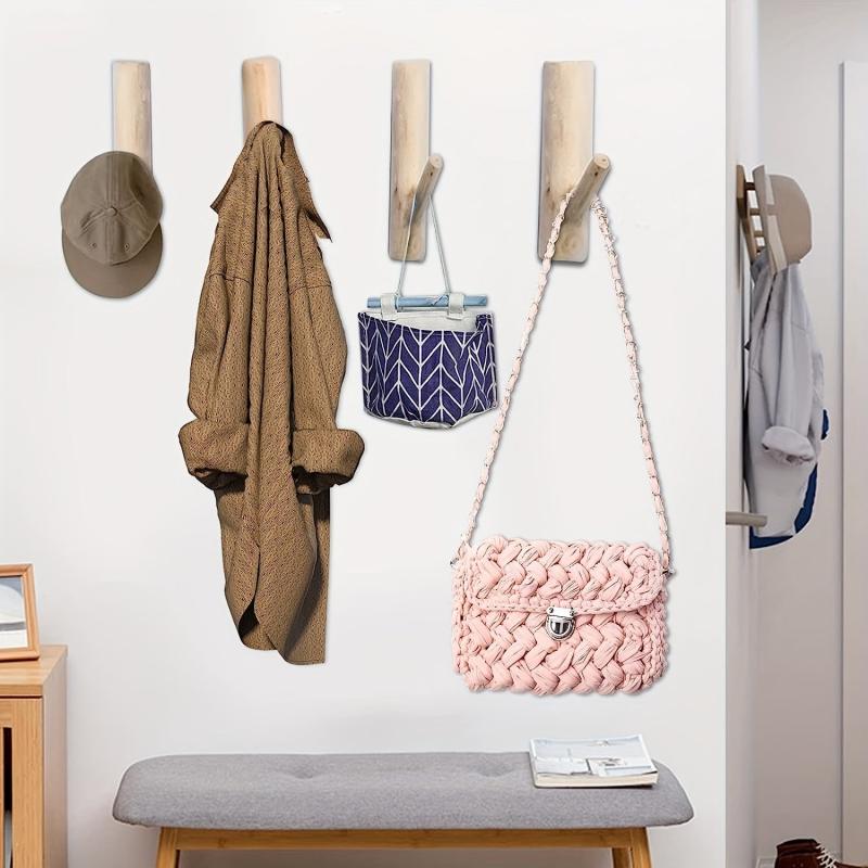 Wooden Wall Hook Coat Key Holder Self Adhesive Installation