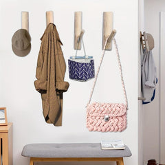 Wooden Wall Hook Coat Key Holder Self Adhesive Installation