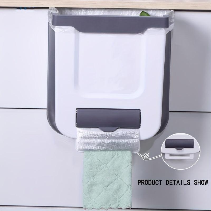 1pc Hanging Trash Can Foldable Waste Bin Collapsible Plastic Garbage Can
