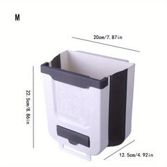 1pc Hanging Trash Can Foldable Waste Bin Collapsible Plastic Garbage Can