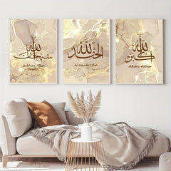 Islamic Style Canvas Art Poster with Gilding Texture
