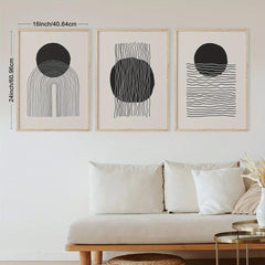 3pcs Abstract Creative Artistic Hand Sketched Compositions Wall Decoration