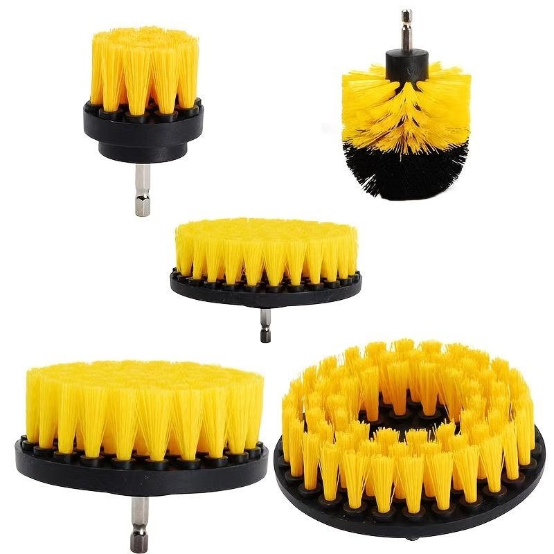 4pcs Auto Detailing Drill Brush Set - Wheel, Car, Tire, Floor Mat Cleaner