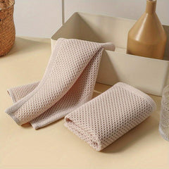 2pcs Rag Square Towel Rag Wipe Hand Towel Tea Towel Honeycomb Absorbent