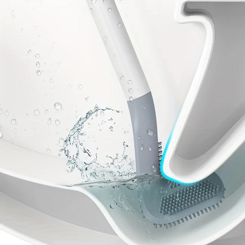 Silicone Golf Toilet Brush Set Wall Mounted Flexible Long Handle No Dead Corner