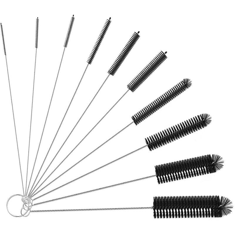 10pcs Stainless Steel Bottle Brushes Reusable Straw Cleaning Brush