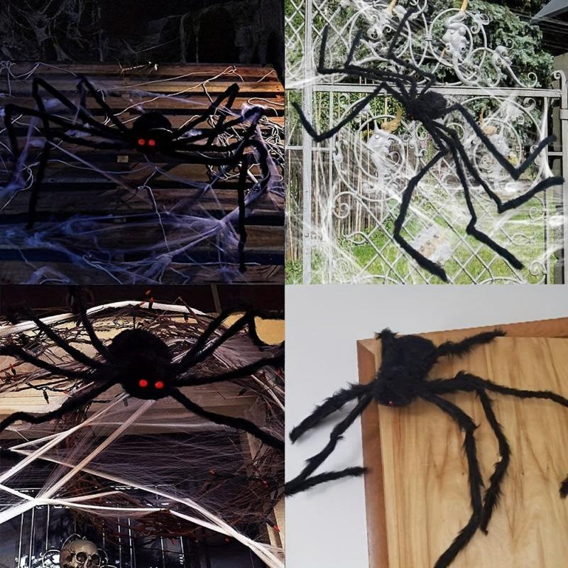 2 Pack Realistic Hairy Spiders Halloween Props Large Scary Spiders