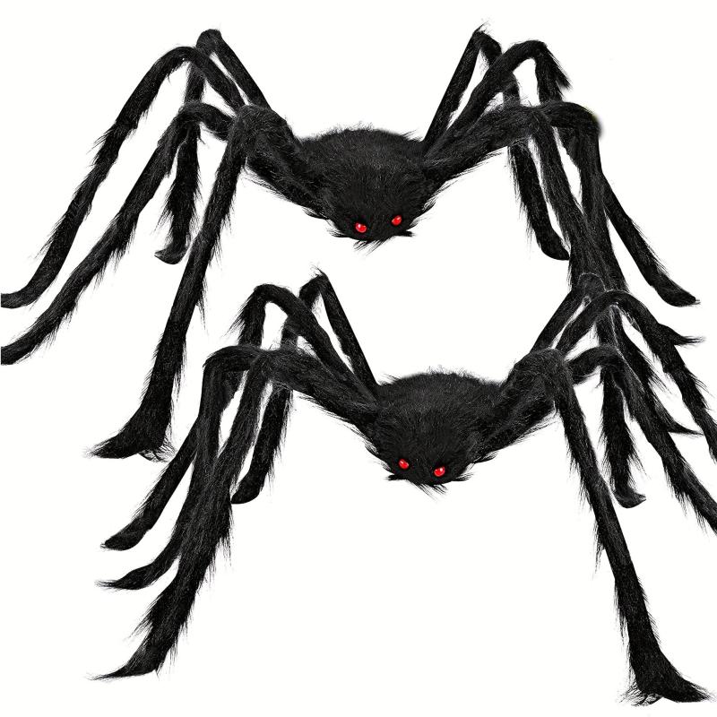 2 Pack Realistic Hairy Spiders Halloween Props Large Scary Spiders