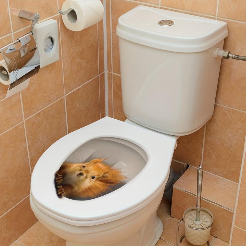 3D Squirrel Toilet Sticker Self Adhesive PVC Wall Decor