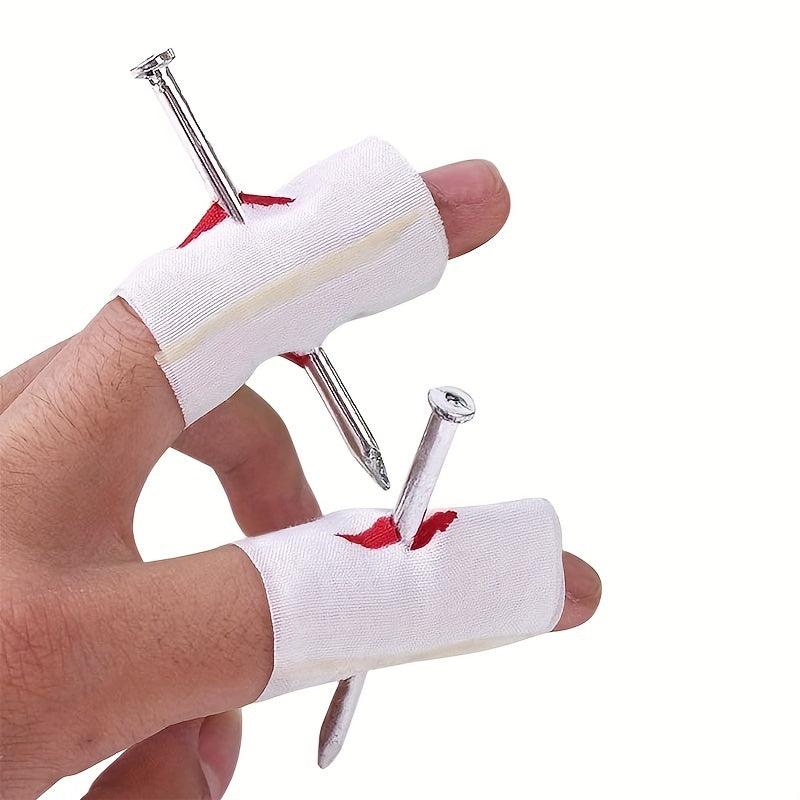 3pcs Halloween Nail Through Finger Prank Prop