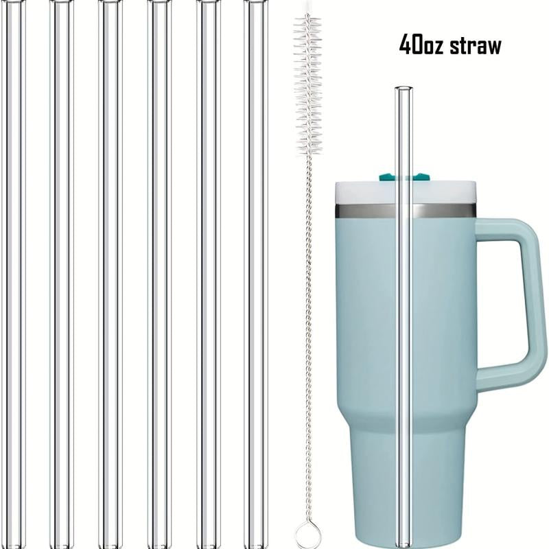 6 Pk Replacement Straws For Travel Tumbler Reusable Straws W/Cleaning Brush